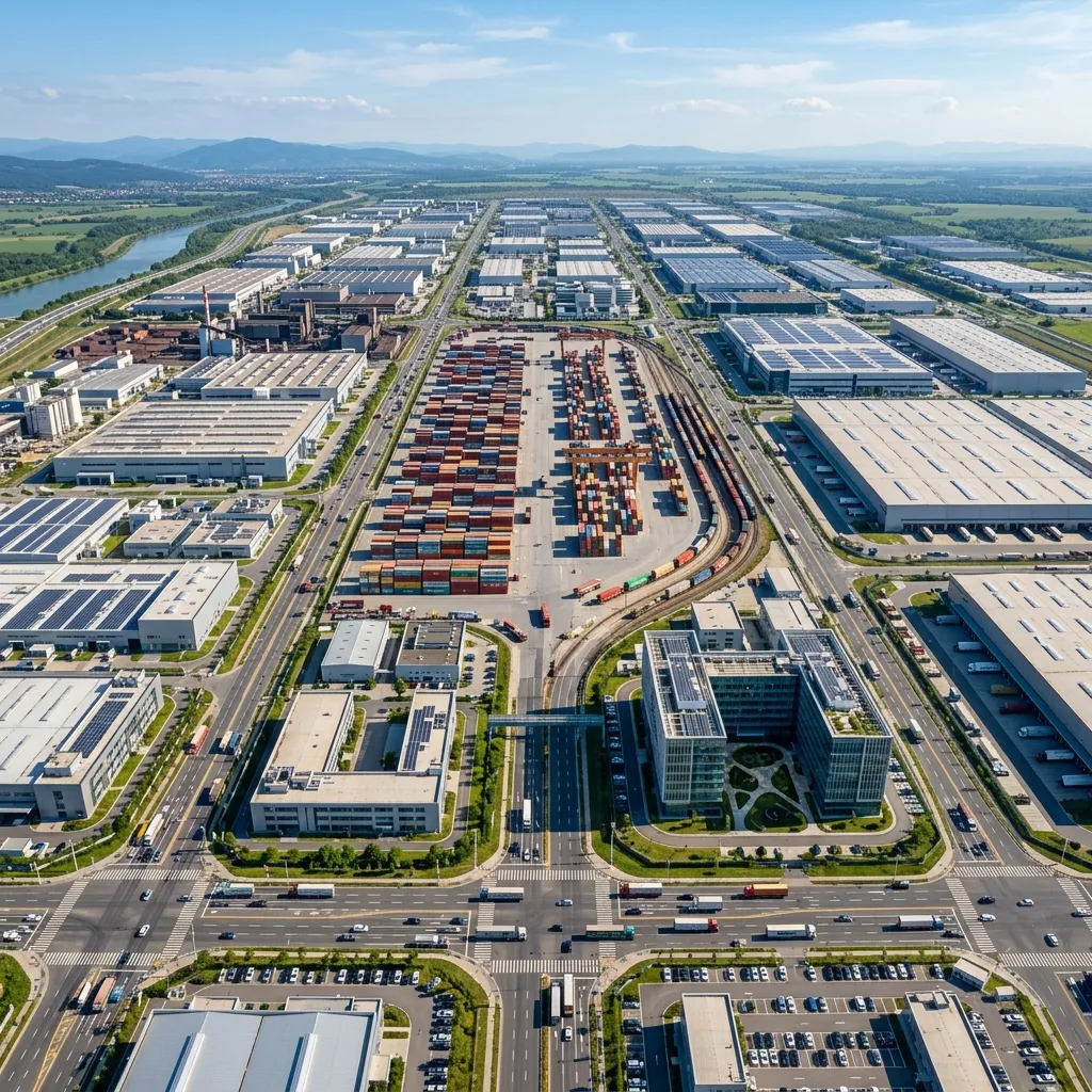 Aerial view of industrial park