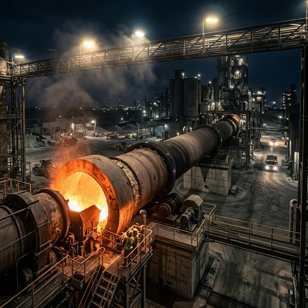 Industrial cement rotary kiln and production facility